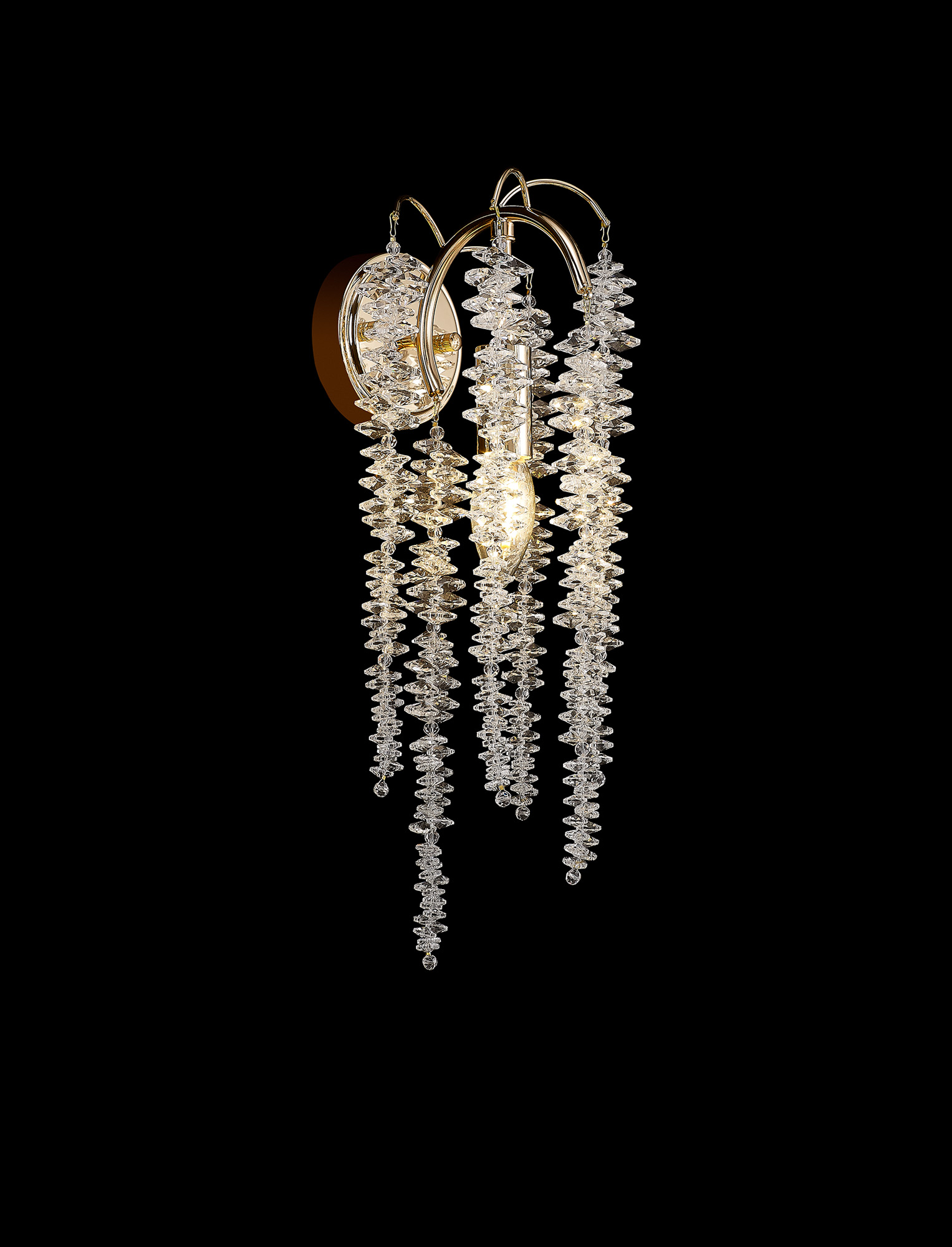 Wisteria French Gold Crystal Wall Lights Diyas Flush Crystal Wall Lights